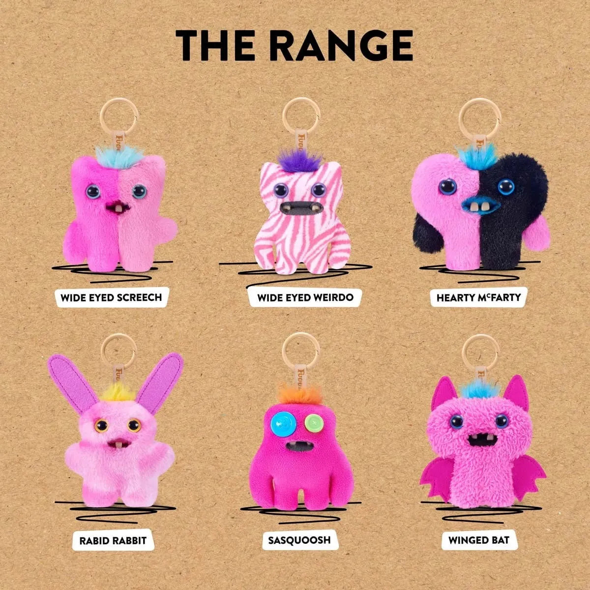 Fuggler Baby Pinkles : Corazón con Pelo Azul (Llavero de Peluche)