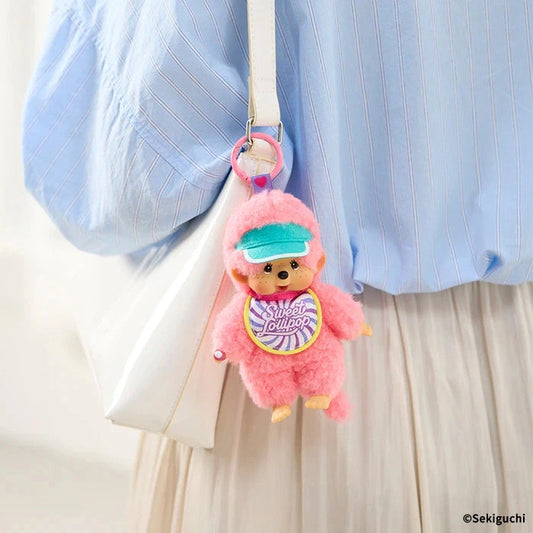 Monchhichi Lollipop : Niño Rosa (Llavero de Peluche)