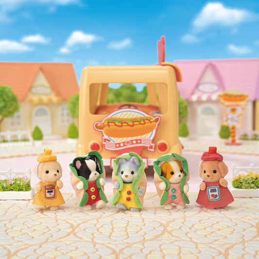 Sylvanian Families Bebés : Perros Hot Dogs (Set Completo)