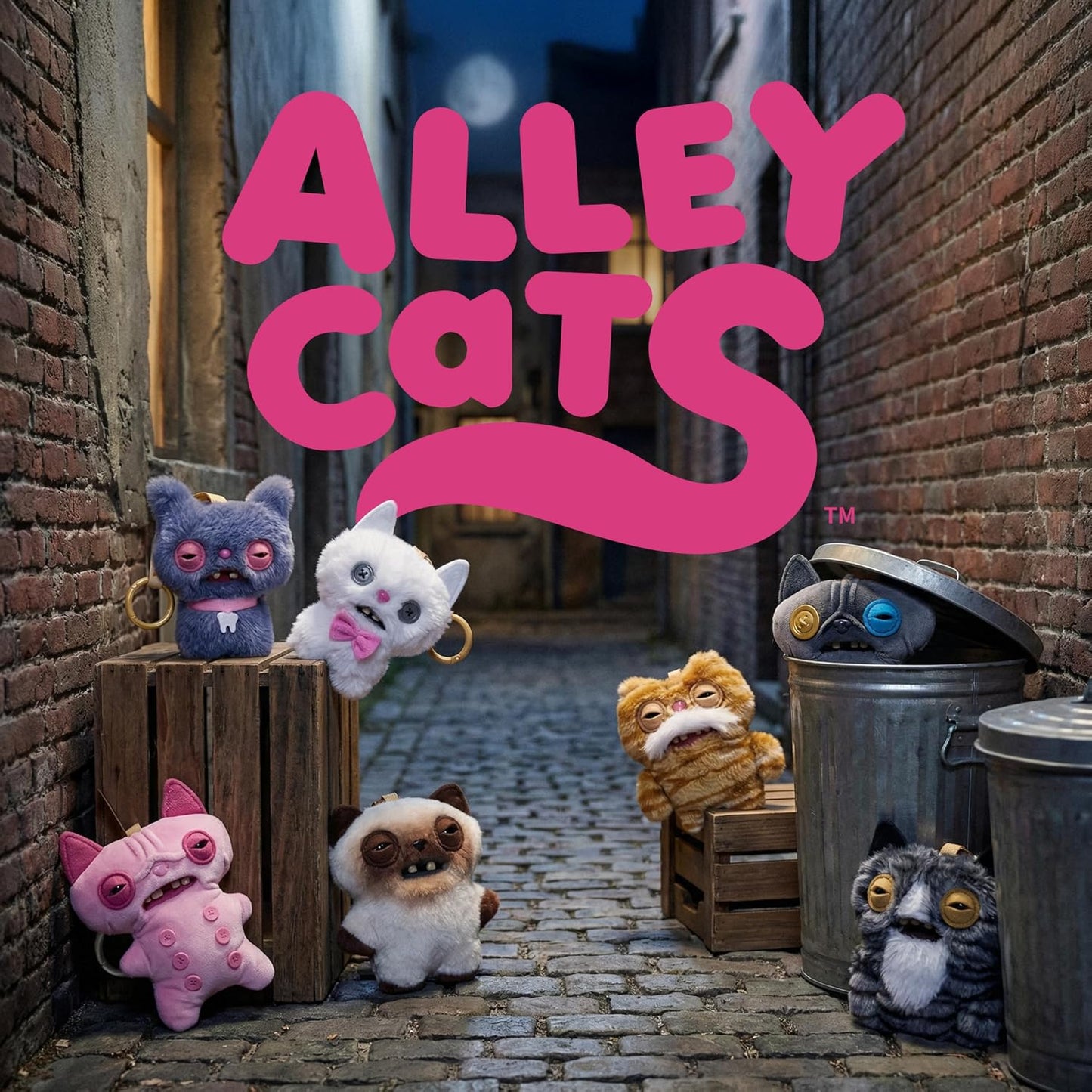 Fuggler Llavero : Alley Cats - Gato Gris Pelón Secreto (Peluche)