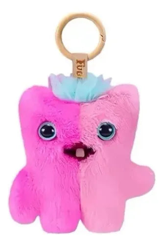 Fuggler Baby Pinkles : Rosa Bicolor con Pelo Azul (Llavero de Peluche)