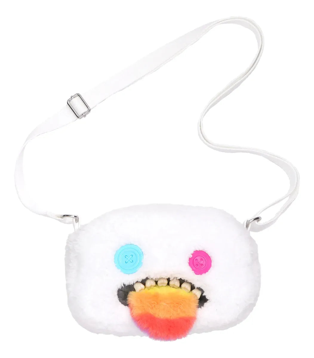 Fuggler Bolsa : Blanca con Lengua Arcoíris (Bandolera)