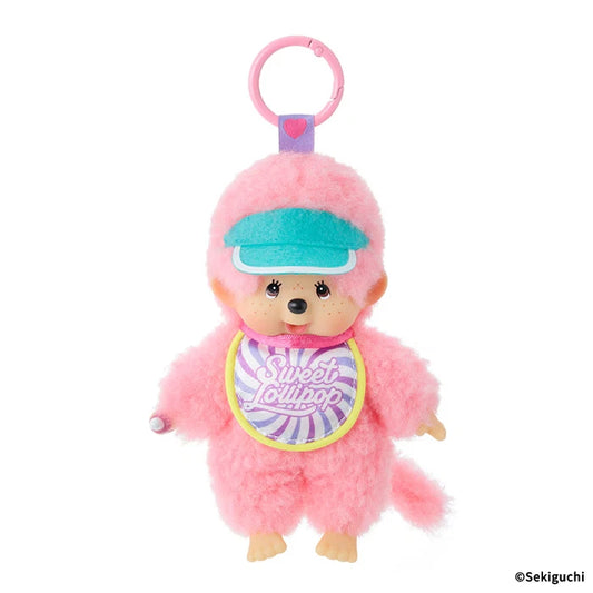Monchhichi Lollipop : Niño Rosa (Llavero de Peluche)