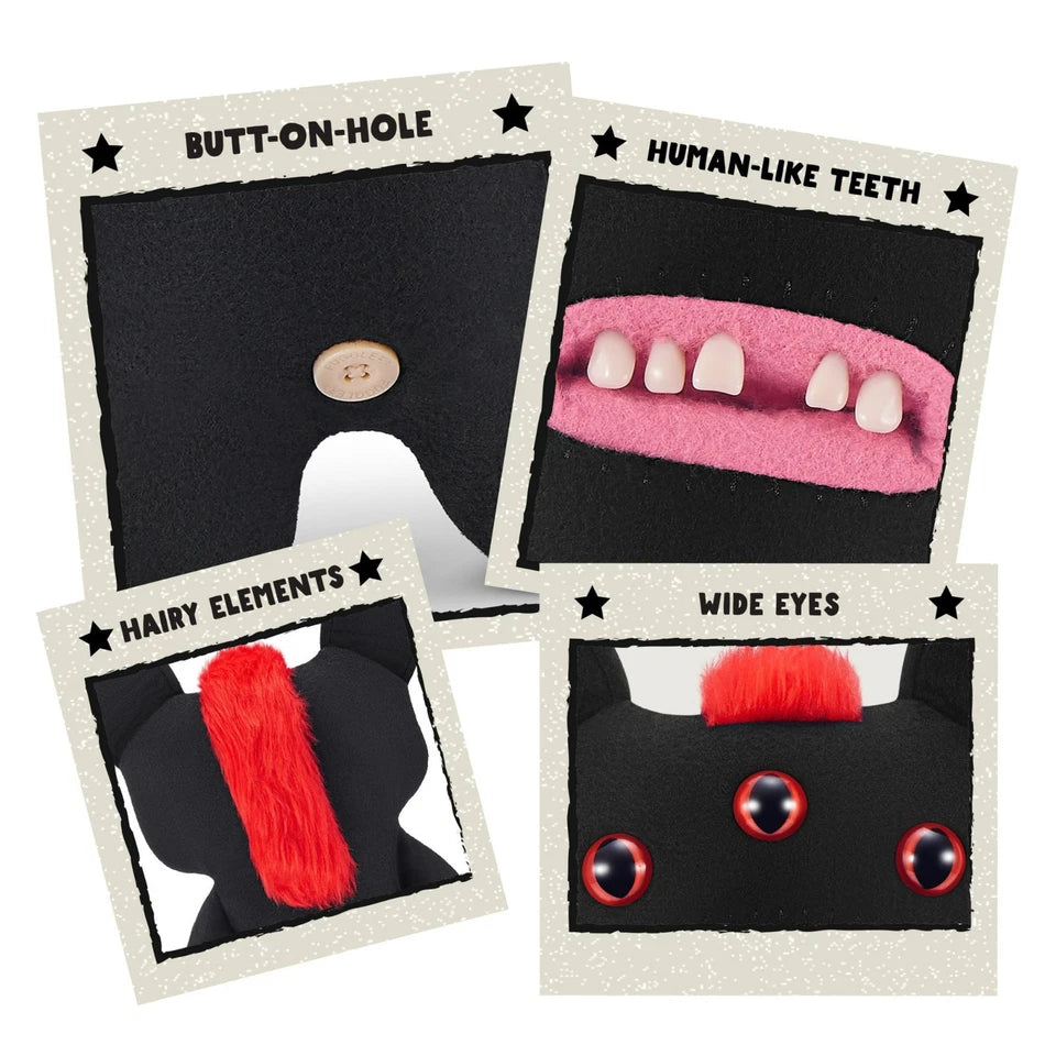 Fuggler Hairy : Negro Moicano Rojo Peludo (Peluche)