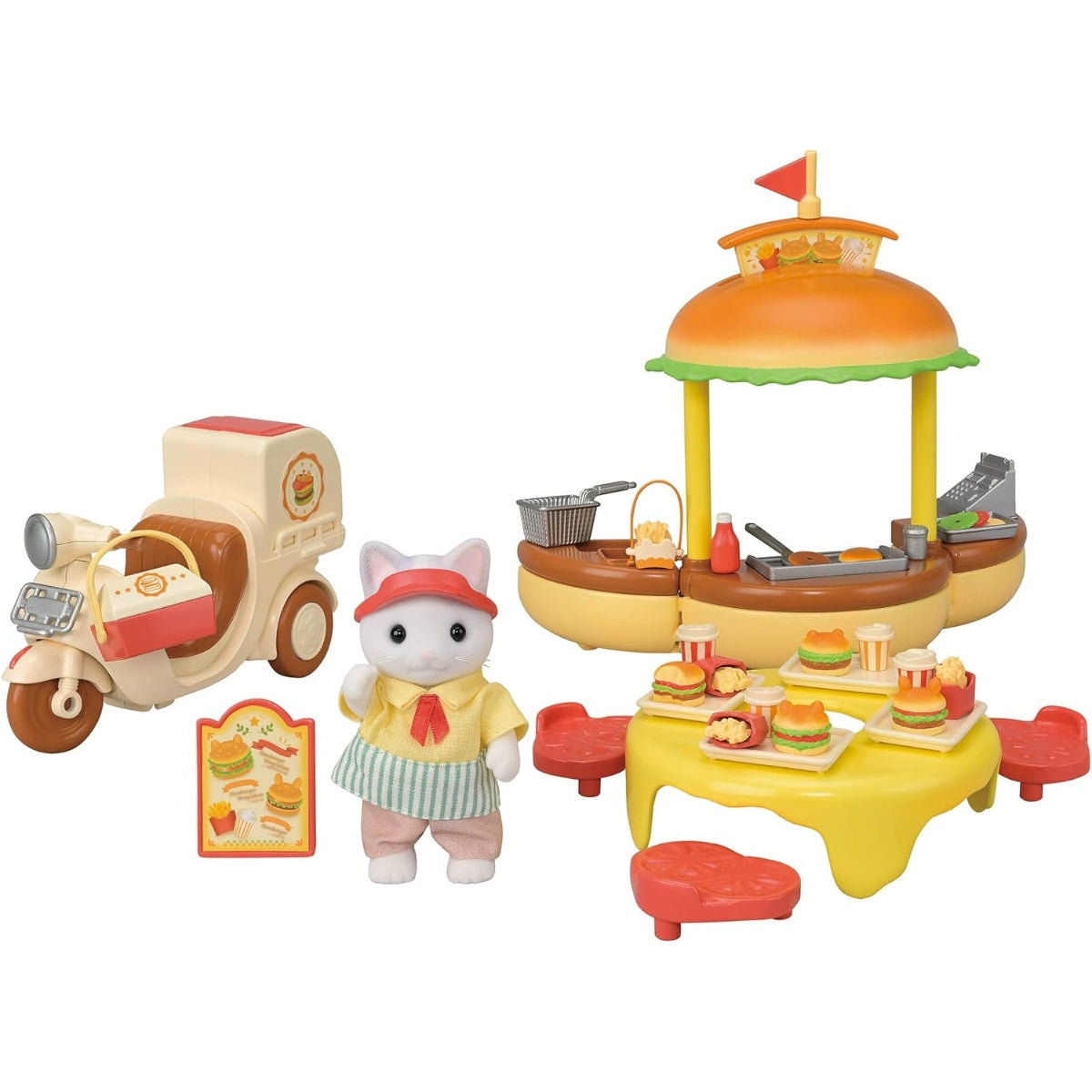 Sylvanian Families : Gato Latte Puesto Hamburguesas (Set Completo)