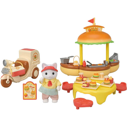 Sylvanian Families : Gato Latte Puesto Hamburguesas (Set Completo)
